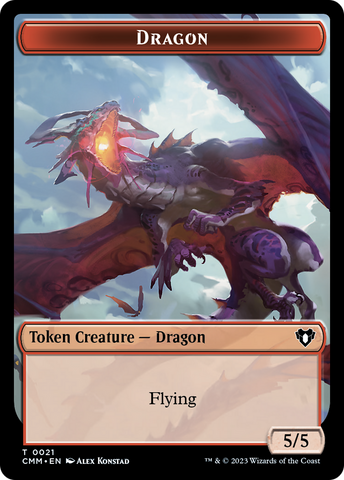 Saproling // Dragon (0021) Double-Sided Token [Commander Masters Tokens]