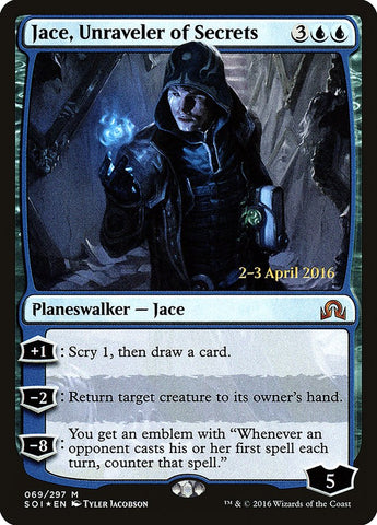 Jace, Unraveler of Secrets [Shadows over Innistrad Prerelease Promos]