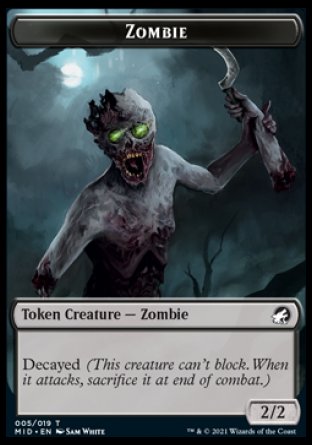 Zombie (005) // Clue Double-Sided Token [Innistrad: Midnight Hunt Tokens]