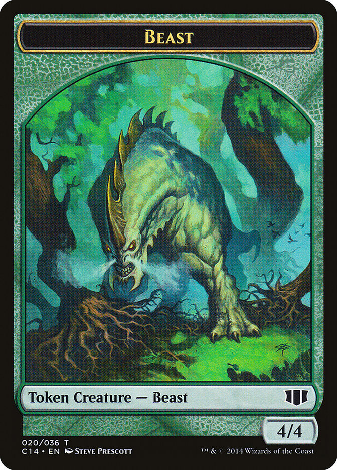 Elf Druid // Beast (020/036) Double-Sided Token [Commander 2014 Tokens]